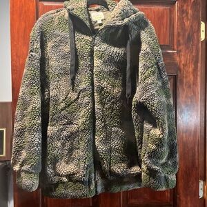 Aerie Camo Sherpa Zip-Up Hoodie